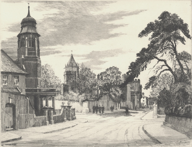 Rugby School art teacher Gertrude Hayes found the school's buildings a constant source of inspiration for her detailed etchings.